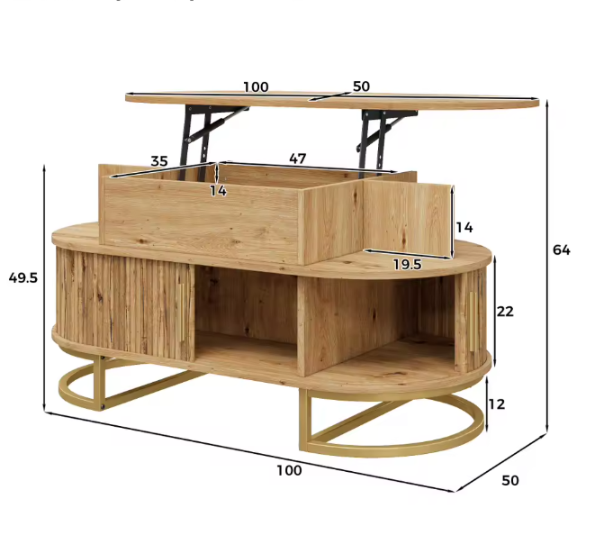 Table Basse Relevable Ovale
