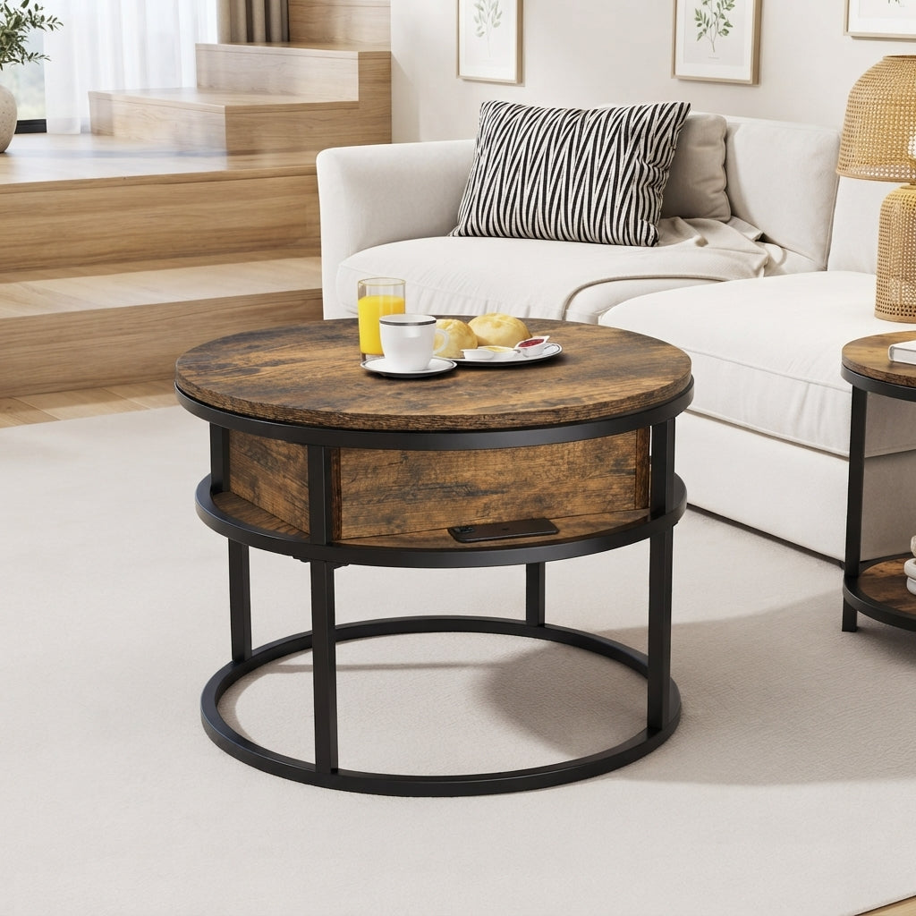 Table basse relevable ronde