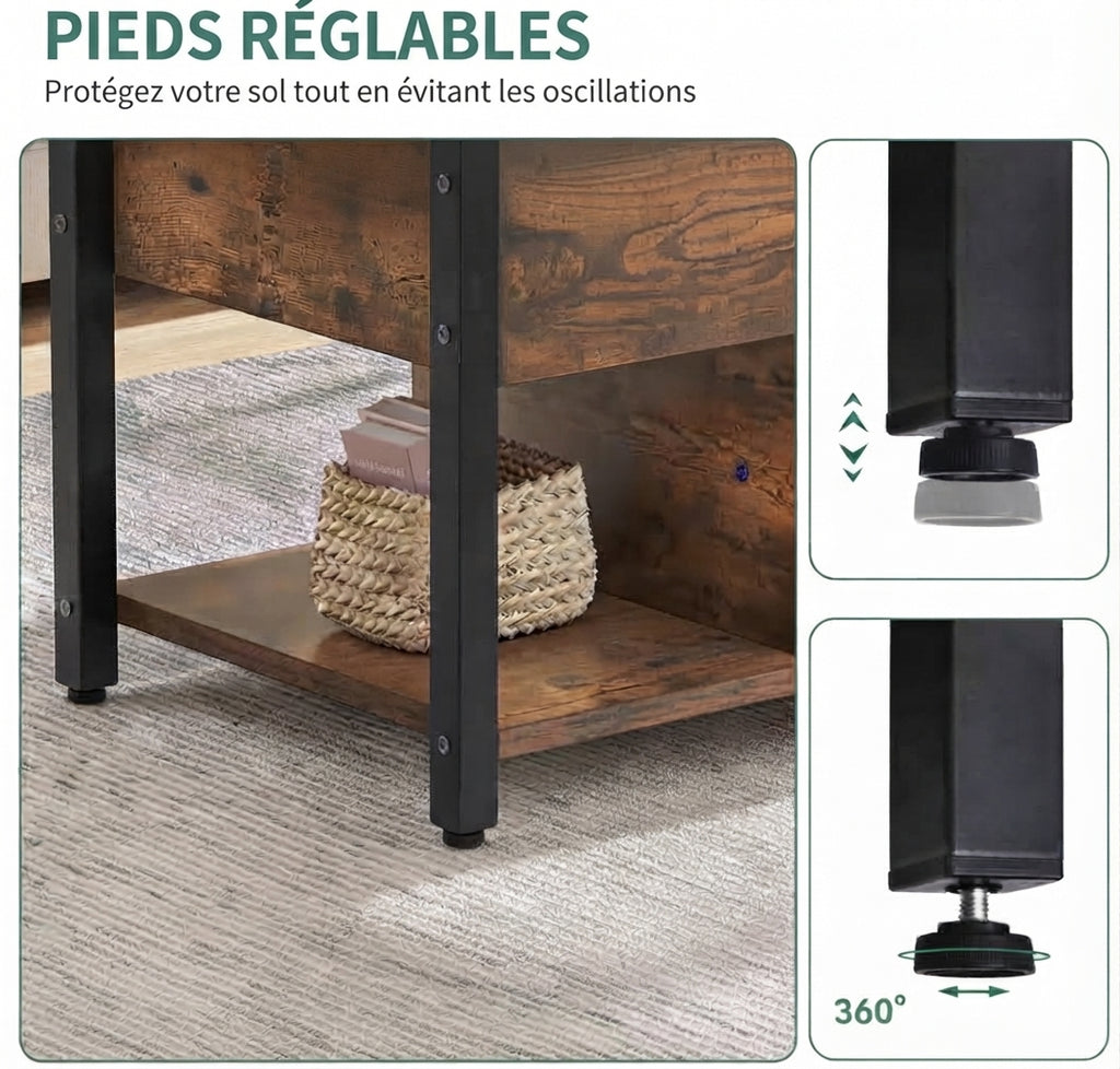Table basse relevable rustique