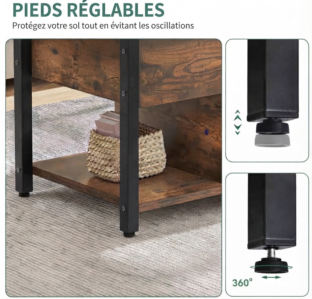 Table basse relevable rustique