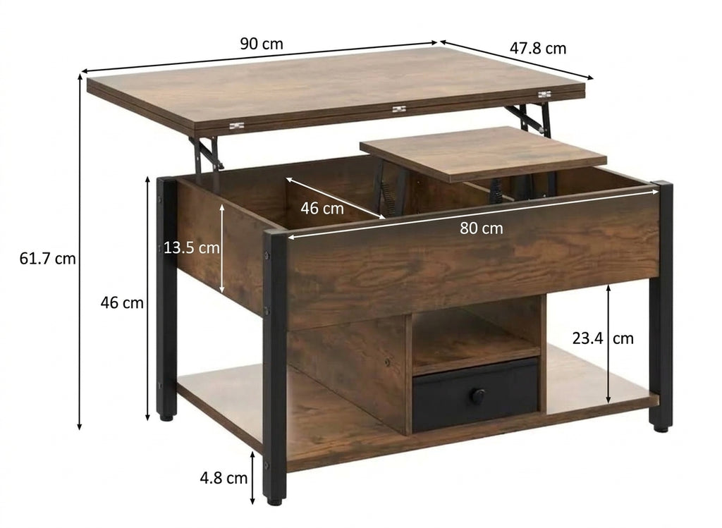 Table basse relevable rustique