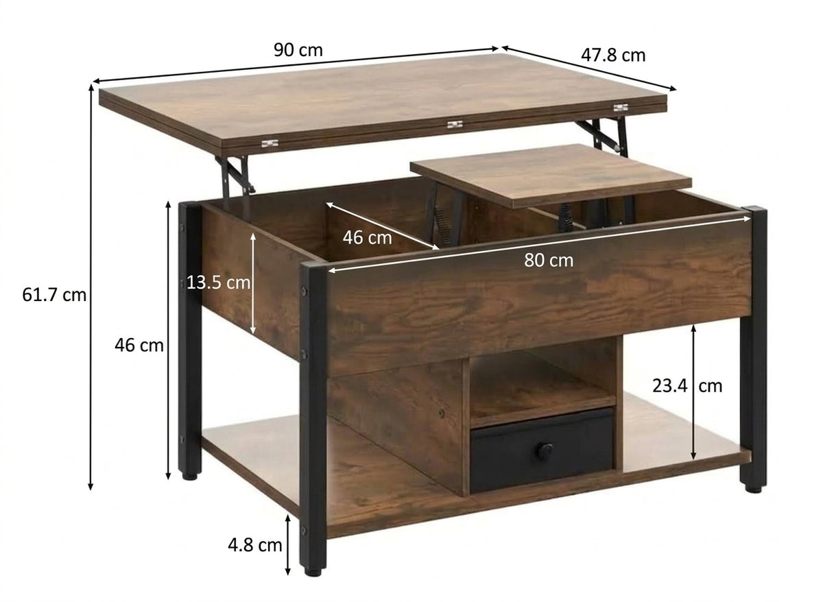 Table basse relevable rustique